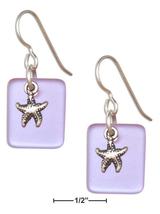 Sterling Silver Shade Of Blue Sea Glass Starfish Dangle Earrings on French Wires - £59.42 GBP+