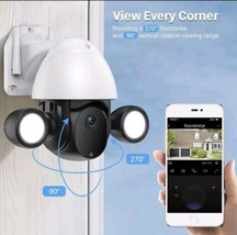 3MP Smart Camera WiFi Floodlight Courtyard Security Video Surveillance C... - £30.47 GBP