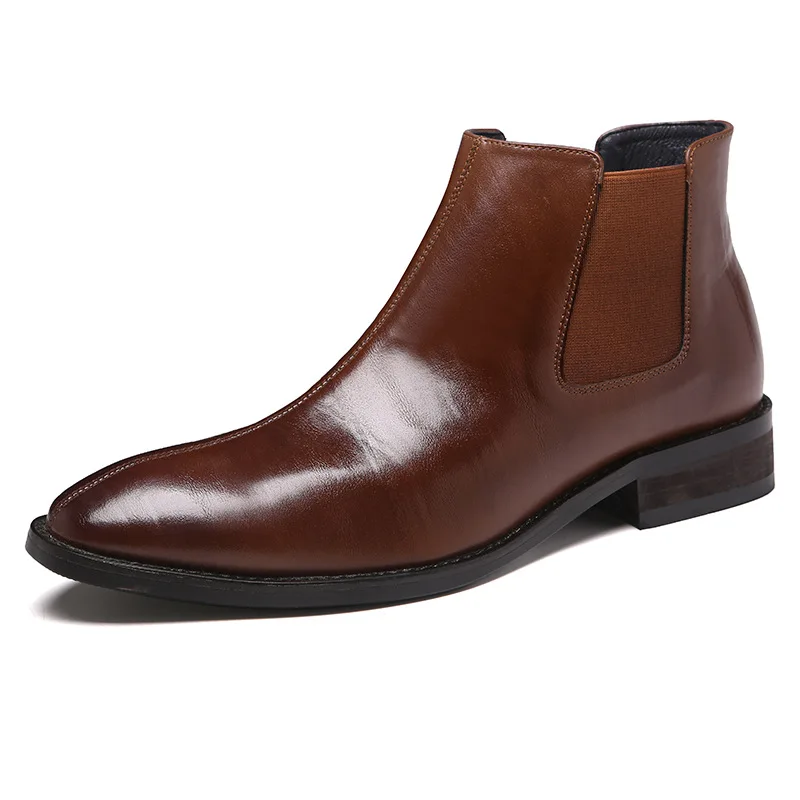 British Square Toe Chelsea Boots Mens Trendy Hairstylist High-top Single Boots P - $311.79