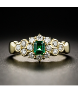 Antique 2.90Ct Emerald Cut Cluster Vintage Engagement Ring 14K White Gol... - $135.57 CAD
