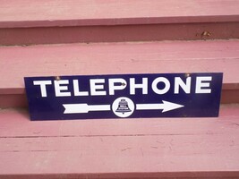 Vintage Telephone Arrow Double Sided Porcelain Sign - $351.45