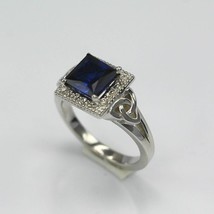 1.5Ct.Princess Cut Sapphire Halo Natural Diamond  Engagement Ring - Wedding, Lov - £318.94 GBP