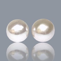 Dazzling A Pair 11.2 Carats 9 - 9.5mm Natural White Round Edison Pearl Loose - $46.28