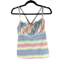 Lands End Chlorine Resist Tie Front Underwire Tankini Adjustable Rainbow 12 - £15.47 GBP