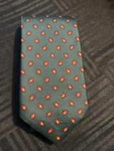 Vintage Brooks Brothers all silk hunter green with red flowers necktie 54&quot; - $18.00