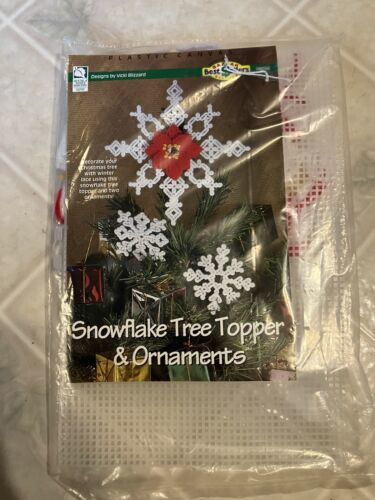 House Of White Birches Plastic Canvas Snowflake Tree Topper And Orn. Kit - New - $14.01