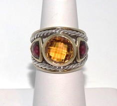 David Yurman 18k Gold Sterling Silver Citrine Ruby Renaissance Ring - Si... - $650.00