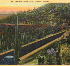 Mount Lemmon Road Postcard Linen Vintage Tucson Arizona Cactus - $12.95