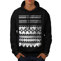 Wellcoda Black and White Mens Hoodie, Ornament Casual Hooded Sweatshirt - £26.11 GBP+