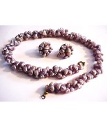 Vintage Trochus Shell Gray Necklace &amp; Matching Screw Back Earrings Set - £227.81 GBP