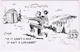 Postcard Comic If It Hasn&#39;t A Hole It Ain&#39;t A Lifesaver Cowboy Outhouse Cooper - $4.94