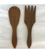 Vintage Teak Wood Salad Serving Spoon Fork Utensils - $14.85