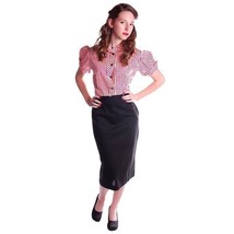 Retro vtg Pencil Skirt Black Cotton NOS 1950S 26&quot; Waist S Andrea Womens NWT - $84.01