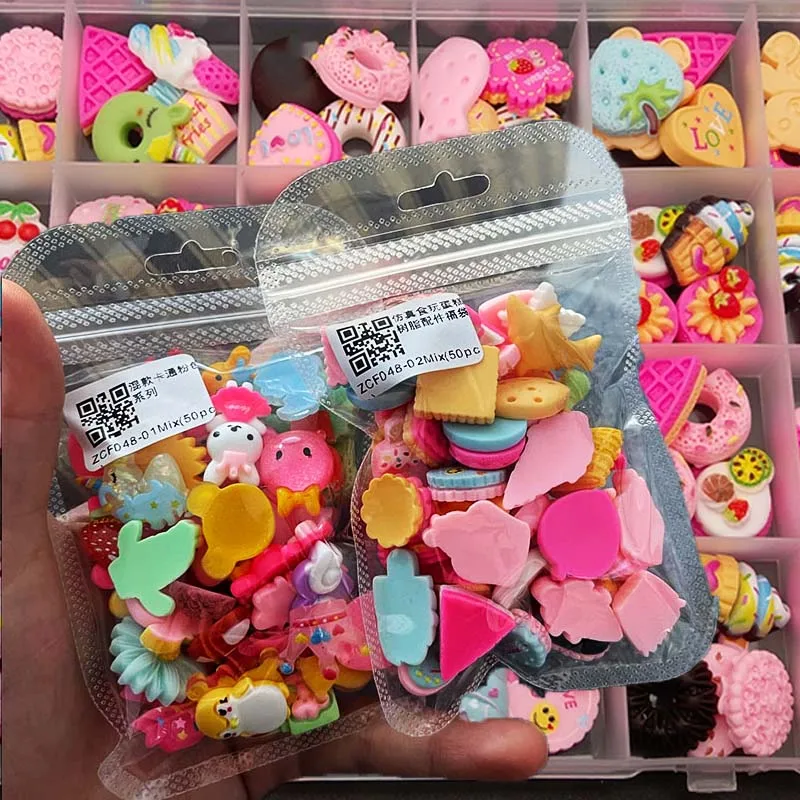 30/50Pcs Mix Resin Nail Charms 3D Lollipop/Rainbow Donuts/Candys/Bear Ac... - £9.47 GBP+