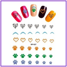 Nail art water transfer stickers decal black red heart paw print RP027 - £2.44 GBP