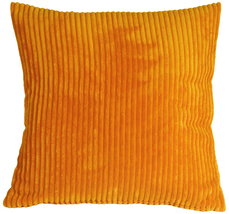 Wide Wale Corduroy 18x18 Light Orange Throw Pillow, with Polyfill Insert - £31.93 GBP