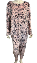 Carole Hochman Pink Animal Print LS  Round Neck Long Pant Fleece Set P2X - $23.74
