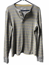 Urban Pipeline Mens Size Medium Gray Striped Thermal Henley Long Sleeved... - $14.13