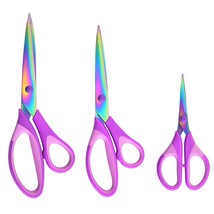 Craft Scissors Set Of 3 Pack, All Purpose Sharp Titanium Blades Shears R... - £16.01 GBP