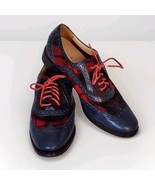 Cole Haan Women&#39;s Blue and Red Plaid Brogues Size 5 1/2 Rare Shoes Red L... - $69.00