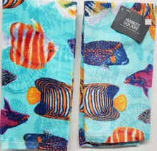 Set of 2 Same Printed Cotton Kitchen Terry Towels (16&quot;x26&quot;) VARIOUS FISH... - £12.65 GBP