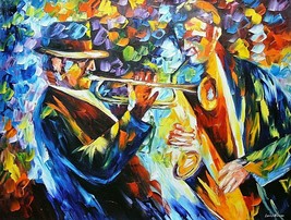 Leonid Afremov-The Duo Music-Original Oil Painting/Canvas/Hand Signed/COA/40x30 - £4,562.12 GBP