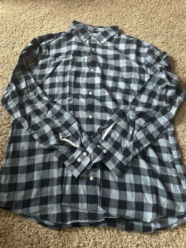 Penguine Mens Blue Buffalo Plaid Flannel Long Sleeve Sleeve Button up Si... - $18.69