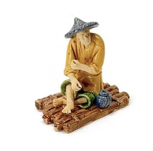Chinese Miniature Mud Man Mudmen Figurine Sancai Glazed Man Seating Anti... - £23.33 GBP