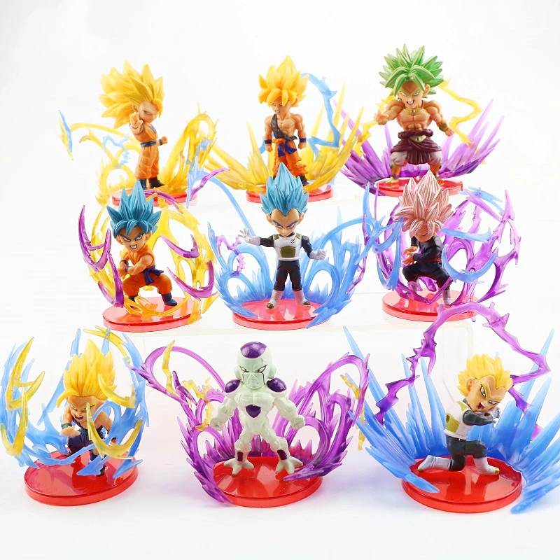 9 Pcs/Lot Dragon Ball 8.5cm Mini Figure Fighting Scenes Son Goku Vegeta IV Broli - £38.40 GBP