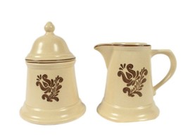 Vintage Pfaltzgraff Village Pattern Sugar Bowl and Creamer Set Castle Ma... - $14.01