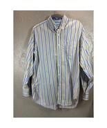 J. McLaughlin Preppy Men&#39;s Blue Yellow White Striped Cotton Dress Shirt ... - $38.45 CAD
