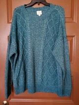 New St  Johns Bay Sweater Teal Cable Knit Cotton Blend Crew Neck Pullover XL - £15.64 GBP