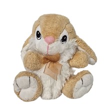 Dan Dee Easter Bunny Rabbit Tan White Floppy Ears Brown Bow Plush 2012 7.5&quot; - £18.11 GBP