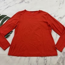 Lands End Womens Swim Shirt Cover Up Top Size L 14-16 Solid Red Long Sleeve - $26.72