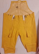 Bright Orange Large 24.5 X 29 Wet Rain Suit Pants Bottoms Adjustable Suspenders - £22.77 GBP