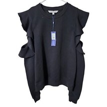 Rebecca Minkoff Black Medium Gracie Cold Shoulder Ruffle Sweatshirt NEW - $34.92