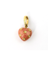 Faberge Peachy Pink Enamel 18k Yellow Gold Heart Pendant Necklace Enhanc... - $3,261.44 CAD