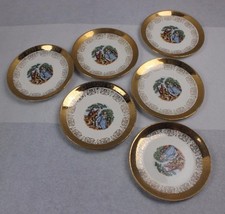 6 Sabin Crest-O-Gold Warranted 22K bread Dessert Plates 6&quot; - £36.39 GBP