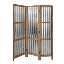 3 Panel Brown Corrugated Metal Room Divider - £579.75 GBP