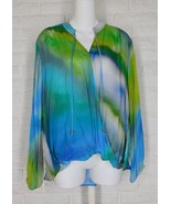 APNY Crossover Top Blue Lime Ombre Tassel Ties High Low Hem NWT Large - $94.04