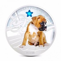 1 Oz Silver Coin 2013 $2 Fiji Dogs &amp; Cats - My Great Protector w/ stone - Boxer - £73.35 GBP