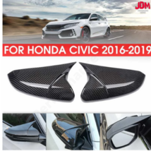 For Honda Civic 2016-2018 Side Mirror Cover Cap 2PCS Carbon Fibre Style Horn  - £29.11 GBP