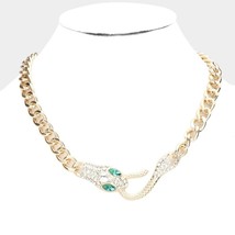 Crystal Snake Pendant Gold Chain Necklace Trend Womens Statement Fashion Jewelry - £26.90 GBP