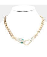 Crystal Snake Pendant Gold Chain Necklace Trend Womens Statement Fashion... - £26.67 GBP