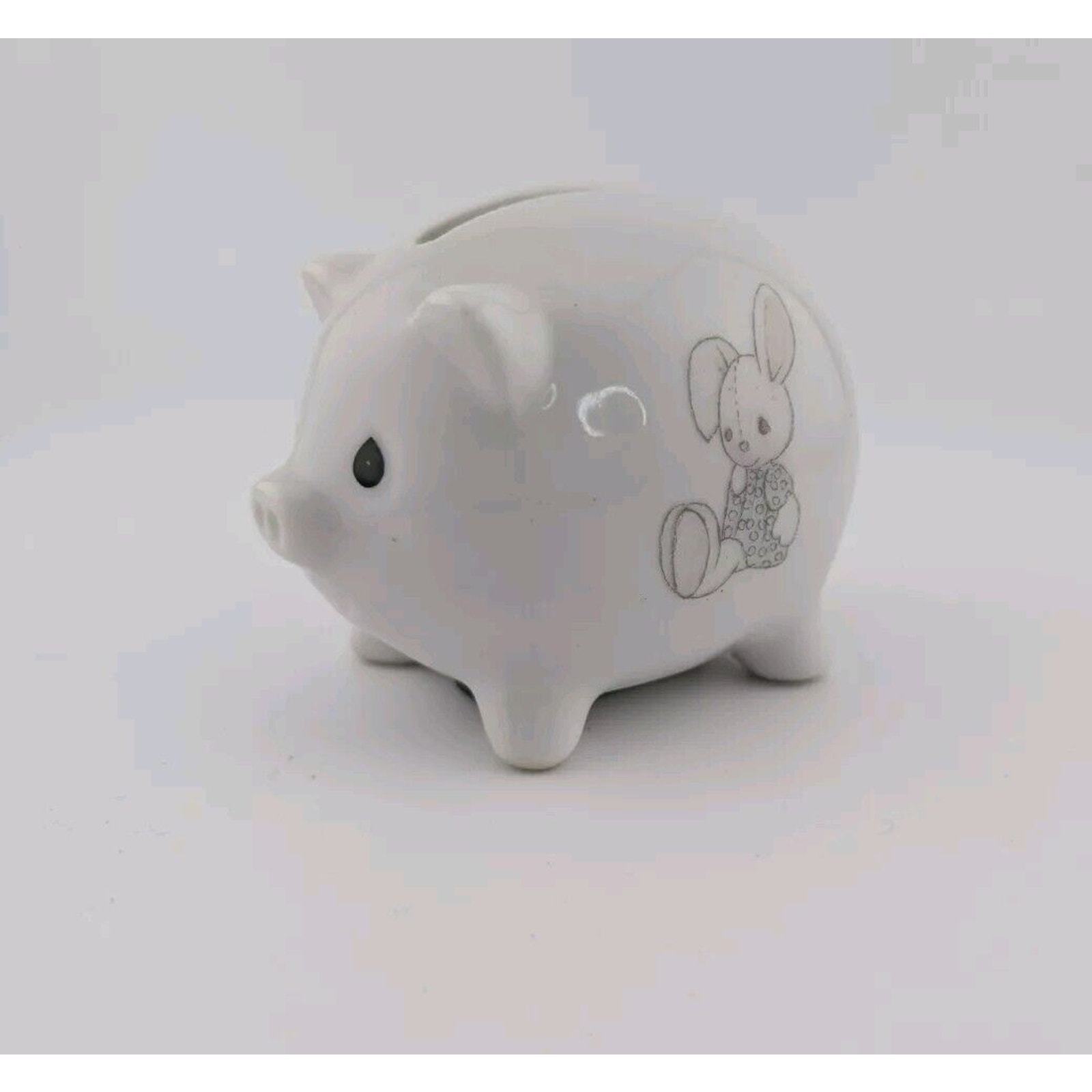 Enesco Precious Moments Baby Piggy Bank Bunny Rabbit White 2.5x3.5&quot; (39) - £9.42 GBP
