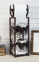 Cast Iron Western Rustic Horse And Horseshoes Toilet Paper Holder Stand Station - £46.21 GBP