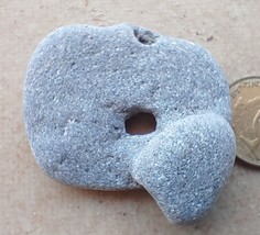 Dark Gray Natural Wicca Strange Holey Holy Stone &amp; 1 hole from Israel - £1.70 GBP