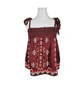 Anthropologie Womens Aliza Embroidered Swing Tank Top Brown Small - $28.28