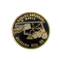 Vintage Harley Davidson World Tour Oklahoma City OK Dip Dot Oil State Lo... - $28.02