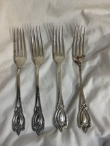 4  Antique Monticello by Lunt Sterling Silver Regular Fork 7.25&quot; Monogra... - £189.57 GBP